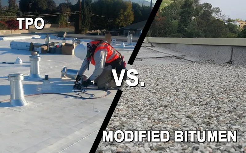 Flat roof TPO modified bitumen contractor