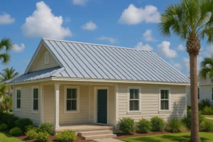 Standing seam metal roof installation by RISE Roofing Austin TX